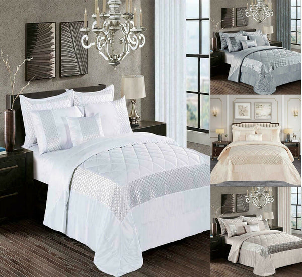 3 Piece Atlanta Quilted Bedspread Beautiful Comforter Throw with Matching Pillow ShamsBedding BedspreadP/Atlnt/BS/S/Beg