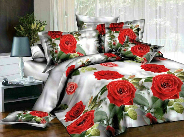 3D 4piece Bedding Set Duvet Cover Colorful Fitted Sheet Complete Floral Printed Set & 2 Pillowcases (287)Complete Bedding SetP/3D/S/287