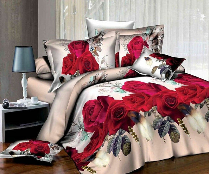 3D 4piece Bedding Set Duvet Cover Colorful Fitted Sheet Complete Floral Printed Set & 2 Pillowcases (291)Complete Bedding SetP/3D/CS/S/291