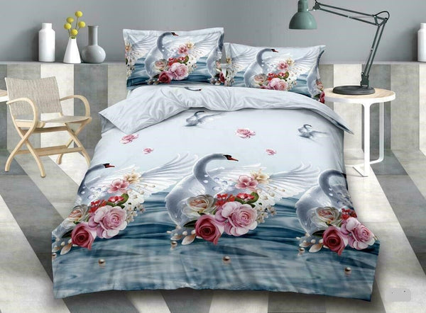 3D 4piece Bedding Set Duvet Cover Colorful Fitted Sheet Complete Floral Printed Set & 2 Pillowcases (308)Complete Bedding SetP/3D/CS/S/308