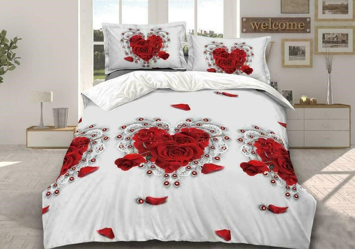 3D 4piece Bedding Set Duvet Cover Colorful Fitted Sheet Complete Floral Printed Set & 2 Pillowcases (309)Complete Bedding SetP/3D/CS/S/309