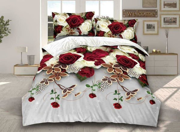 3D 4piece Bedding Set Duvet Cover Colorful Fitted Sheet Complete Floral Printed Set & 2 Pillowcases (310)Complete Bedding SetP/3D/CS/S/310