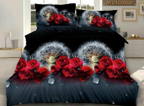 3D 4piece Bedding Set Duvet Cover Colorful Fitted Sheet Complete Floral Printed Set & 2 Pillowcases (320)Complete Bedding SetP/3D/CS/S/320