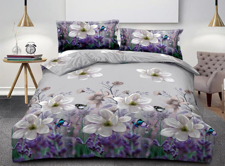 3D 4piece Bedding Set Duvet Cover Colorful Fitted Sheet Complete Floral Printed Set & 2 Pillowcases (328)Complete Bedding SetP/3D/CS/S/328