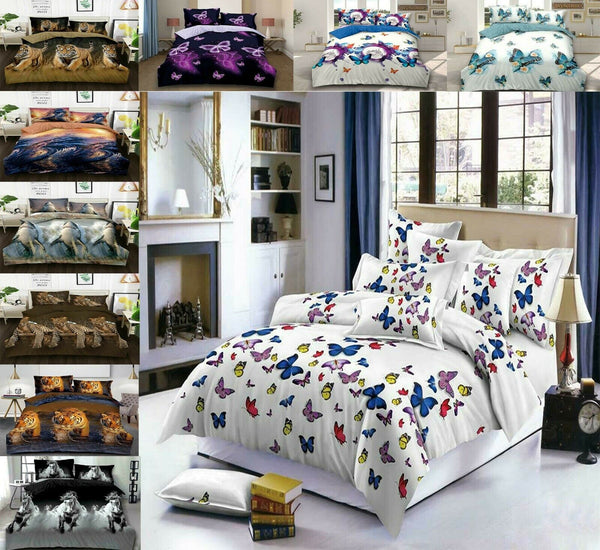 3D Effect Duvet Cover Set Complete Bedding Set Fitted Sheets and Pillowcases3D/Sngl/313