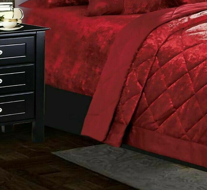 3Pcs Bedspread Crushed Velvet Set Comforter Throw Matching Pillow ShamsBedspreadSntgo/BS/Dbl/Red