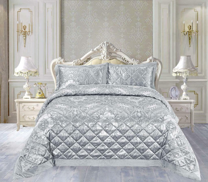 Bedspread Jacquard Quilted Set Comforter Luxury Throw Bed Pillows King Bedding