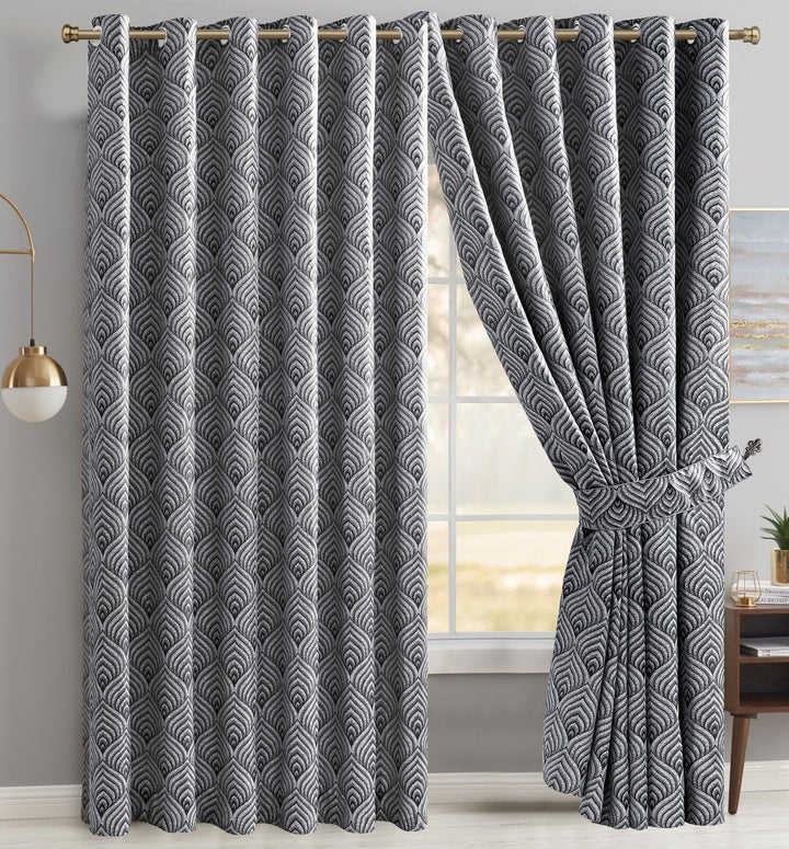 Jacquard Ready Made Curtain High Quality Ring Top Fully Lined Heavy Eyelet Panel