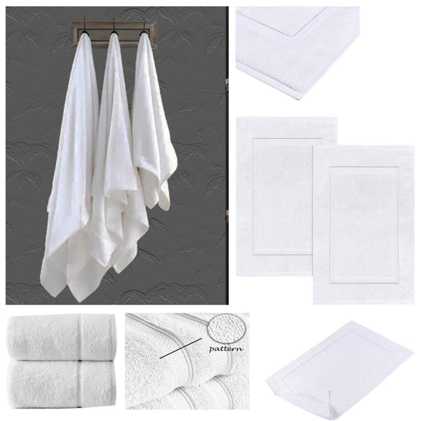 White 500gsm Towel Hotel Quality Bath Hand Towels 700gsm Bath Mats Washable