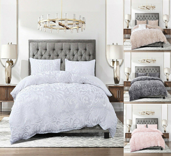 3 Piece Duvet Cover Set Fleece Quilt Cover Warm Thermal Bedding Set Pillow case