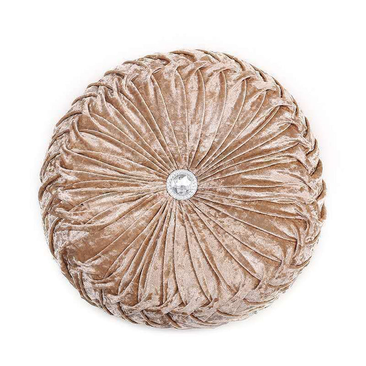 Beautiful Diamante Filled Crushed Velvet Round Cushions Stitched Diamond 