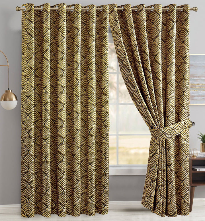 Jacquard Ready Made Curtain High Quality Ring Top Fully Lined Heavy Eyelet Panel