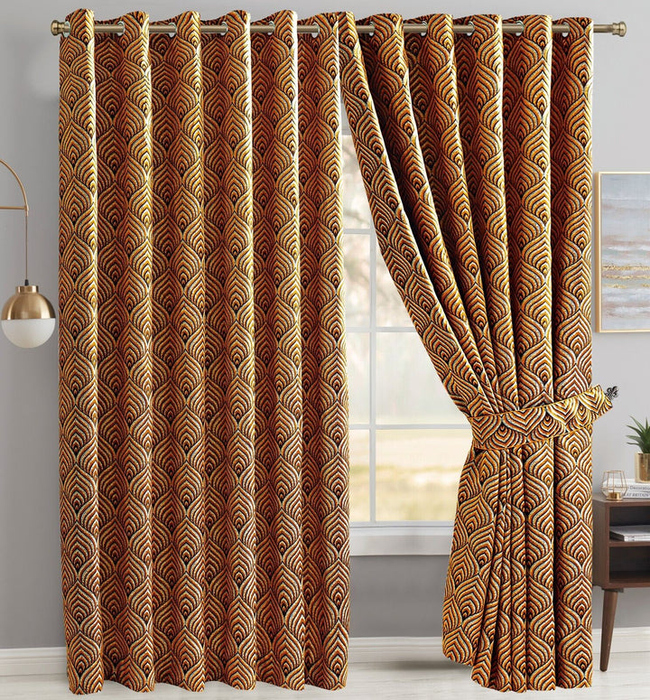 Jacquard Ready Made Curtain High Quality Ring Top Fully Lined Heavy Eyelet Panel