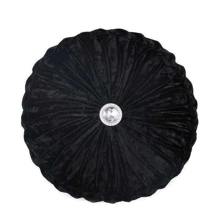 Beautiful Diamante Filled Crushed Velvet Round Cushions Stitched Diamond 