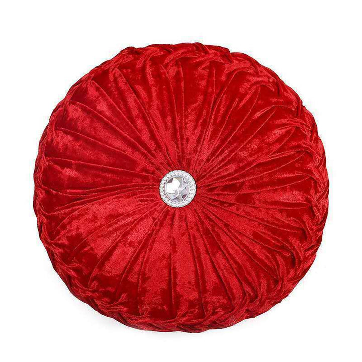 Beautiful Diamante Filled Crushed Velvet Round Cushions Stitched Diamond 