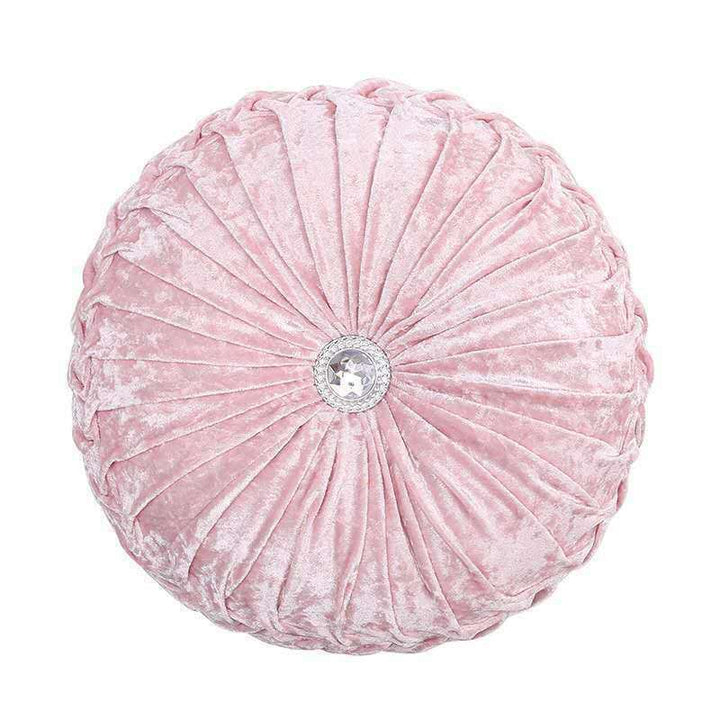 Beautiful Diamante Filled Crushed Velvet Round Cushions Stitched Diamond 