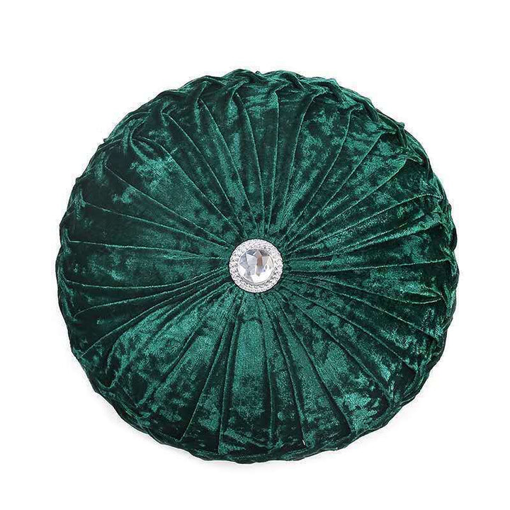 Beautiful Diamante Filled Crushed Velvet Round Cushions Stitched Diamond 