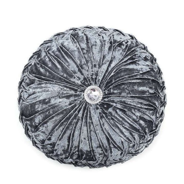 Beautiful Diamante Filled Crushed Velvet Round Cushions Stitched Diamond 