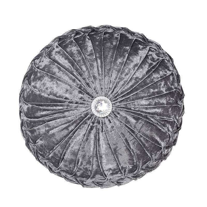 Beautiful Diamante Filled Crushed Velvet Round Cushions Stitched Diamond 