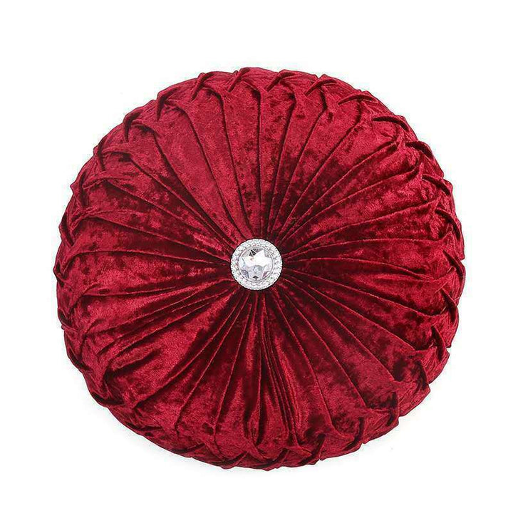 Beautiful Diamante Filled Crushed Velvet Round Cushions Stitched Diamond 