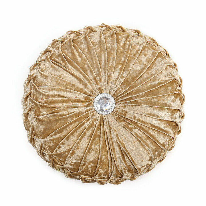 Beautiful Diamante Filled Crushed Velvet Round Cushions Stitched Diamond 