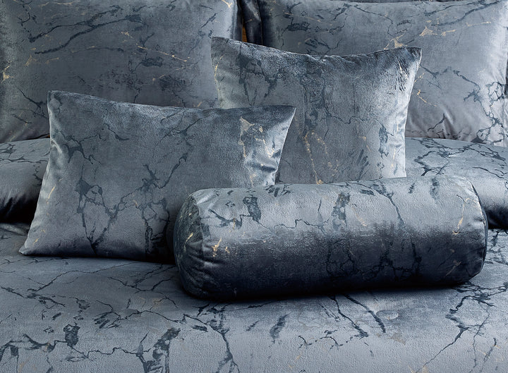 7 piece velvet marble complete bedding set grey