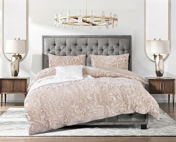 Teddy Duvet Cover Embossed Floral Bed Set With Pillow Cases