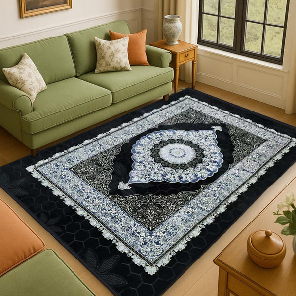 Serenity Traditional Rug with Soft Teddy Material and Nonslip Backing for Living Room Bedroom Dining Room