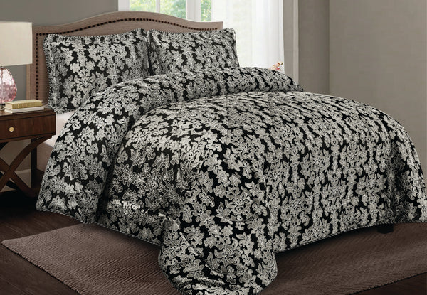 Jacquard Bedspread Floral Design Comforter Set with Pillowcases Bed Throw Double and king size