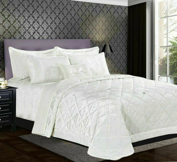 crush velvet bedspread white