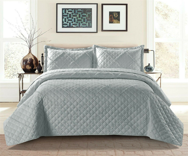 ruffle silver bedspread